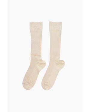 Jil Sander Embroidered Logo Silk Blend Socks - White