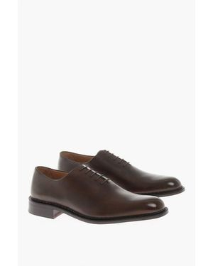 Testoni Italian Leather Lace-up Oxford Shoes - Brown