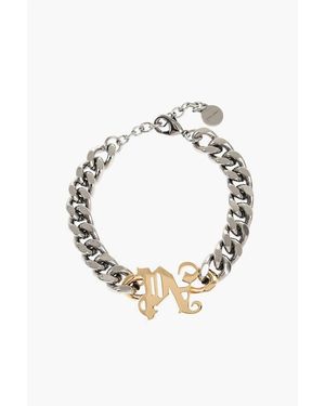 Palm Angels Chain Bracelet With Contrasting Monogram - Metallic