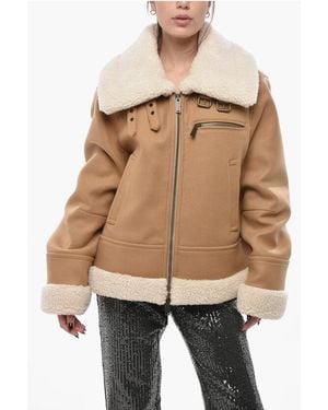 DSquared² Eco-Shearling Jacket With Front Zip - Natural