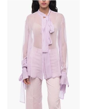 LAQUAN SMITH LaQuan Smith Silk Chiffon Tie-Neck Blouse - Pink