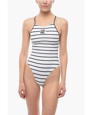 Karl Lagerfeld Striped One-Piece Swimsuit - Blue