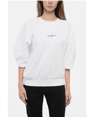 Stella McCartney 2001. Crew Neck Fleeced Cotton Sweatshirt With Printed Logo - White