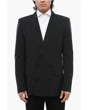 Balmain Mainlab Double-Breasted Nylon Blazer With Patch Pockets - Black