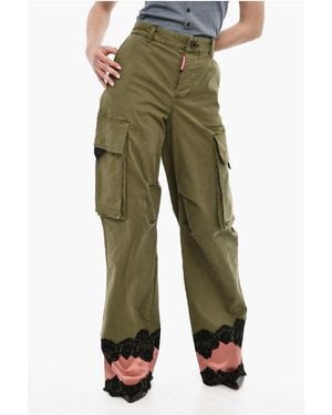 DSquared² High-Waisted Cargo Trousers With Satin Hem - Green