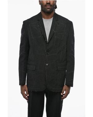 JUNYA WATANABE COMME DES GARCON Wool And Linen Blazer With Visible Stitching - Black