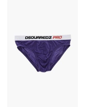 DSquared² Solid Colour Brief With Logoed Elastic Band - Purple