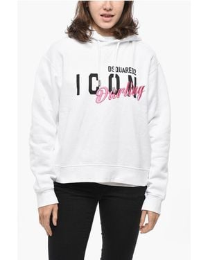 DSquared² Brushed Cotton D2 Darling Hoodie With Print And Embroidery - White