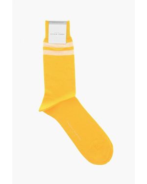 Andrea Mariani Solid Colour Cotton Blend Socks With Contrasting Detail - Yellow