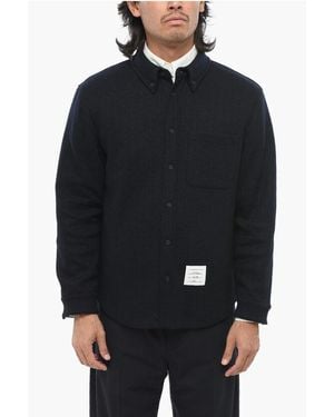 Thom Browne Wool And Cotton Oversized Fit Button-Down Collar Shirt - Blue