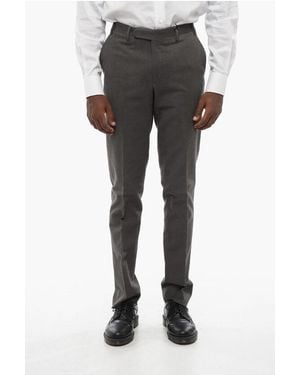 Corneliani Cc Collection Pure Cotton Trousers With Belt Loops - Grey