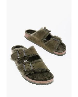 Birkenstock Suede Arizona Sandals With Double Buckle - Green