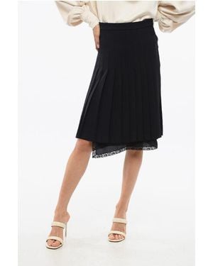 N°21 Pleated Skirt With Lace Detail - Black