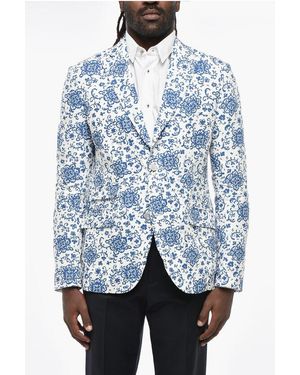 JUNYA WATANABE COMME DES GARCON Patterned Linen 3-Button Blazer - Blue