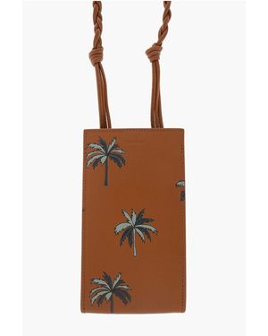 Jil Sander Printed Leather Crossbody Smatphone Cover - Brown