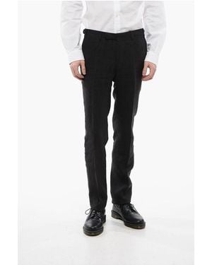 Corneliani Trend Linen New Sportive Trousers With Belt Loops - Black