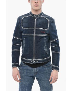 DSquared² Denim Jacket With Contrasting Details And Logo Buttons - Blue