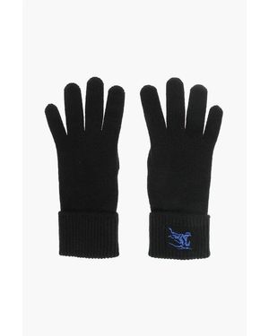 Burberry Cashmere Gloves With Embroidered Logo - Black