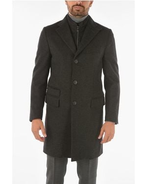 Corneliani Id Virgin Wool Identity Chesterfield Coat With Removable Che - Black
