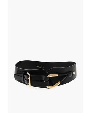 Dior Leather Belt With Golden Details 70Mm - Black