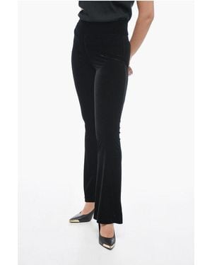 Dont At Me Label Stretch Chenille Bootcut Trousers - Black