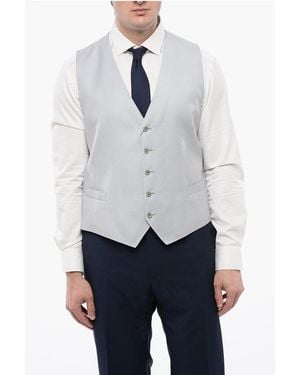 Corneliani Virgin Wool Waistcoat With Back Adjuster - Grey