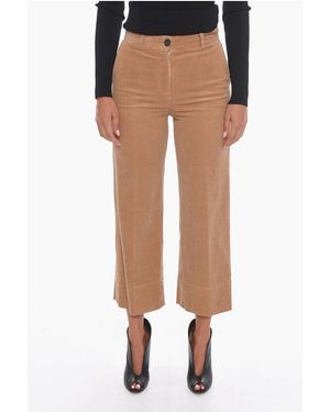 Ql2 Corduroy Cropped Palazzo Trousers - Black