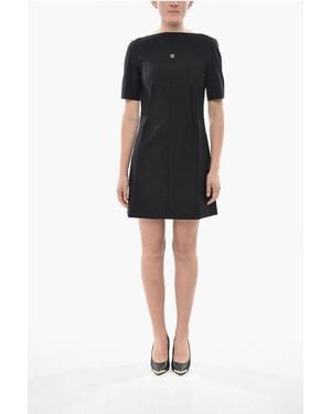 Givenchy Short-Sleeve Sheath Dress With Front Logo - Black