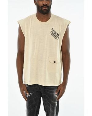 DSquared² Virgin Wool Tank Top With Logo - Natural