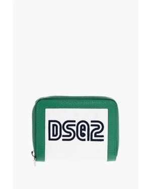 DSquared² Textured Leather Wallet With Zipped Closure - Green