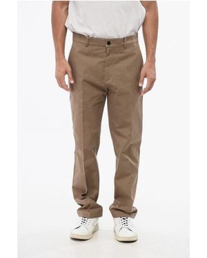 Burberry Straight Leg Chino Trousers With Equestrian Knight Embroidery - Natural
