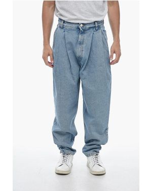 Hed Mayner Light-Washed Balloon Denims With Pleats - Blue