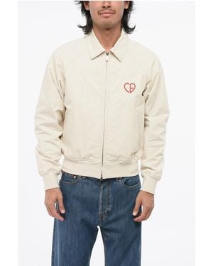 Dior Lightweight Cotton Bomber Jacket With Embroidered Logo - White