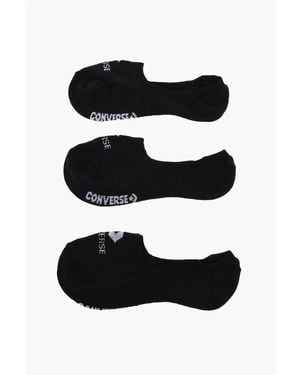 Converse Set Of 3 Solid Colour Ultra Low Socks With Contrasting Logo - Black