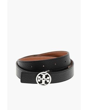 Tory Burch Reversible Designed Miller Leather Belt 25Mm - Black