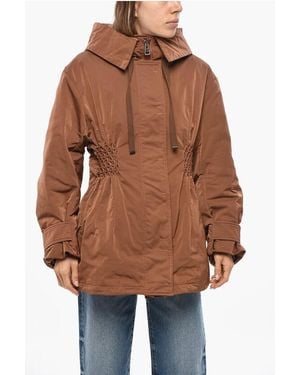 Ermanno Scervino Nylon Slim Fit Jacket With Hood - Brown