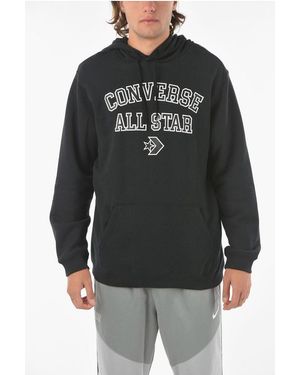 Converse All Star Standard Fit Hoodie With Hood And Logo Print - Black