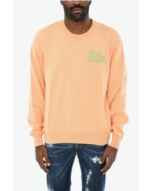 DSquared² Cotton Crew-Neck Jumper With Embroidery - Blue