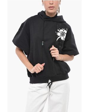 APRÈS SURF Short-Sleeve Hoodie Linda With Flocked Print - Black