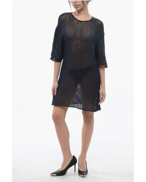 Jil Sander Dropped Shoulder Openwork Dress - Black