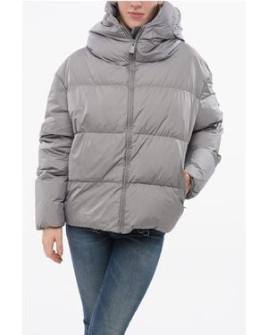 Bacon Hooded Cloud Down Jacket With Front Zip - Grey