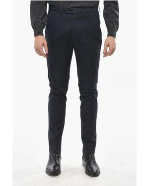 Corneliani Cotton Blend Chinos Trousers With Belt Loops - Blue