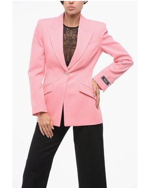 Versace Single Breasted Blazer With Jewel Button - Pink