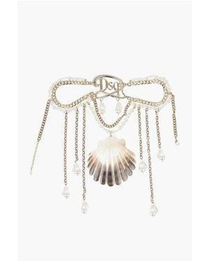 DSquared² Brass Choker With Pearls And Shells - White