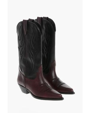 Sonora Boots Two-Tone Leather Santa Fe Western Booties 5Cm - Black