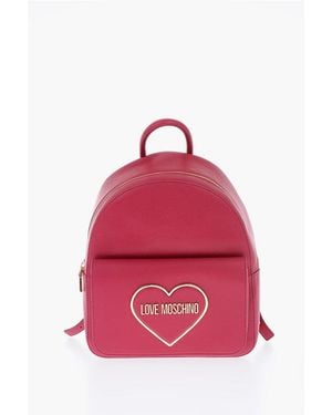 Moschino Love Textured Faux Leather Backpack With Maxi Pocket - Pink