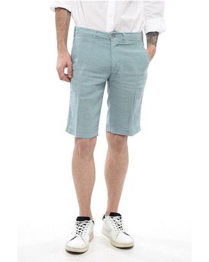 Corneliani Linen Shorts With Drawstring - Blue