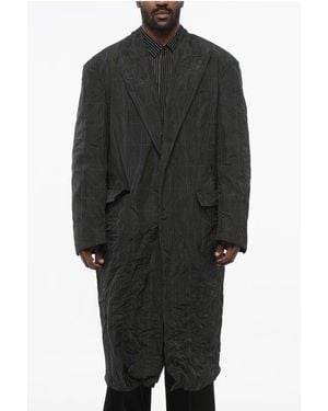 Balenciaga District Check Nylon Trench Coat With Pocket Design - Black