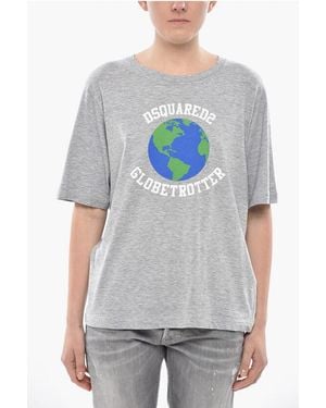DSquared² Crewneck T-Shirt Easy Fit Printed - Grey