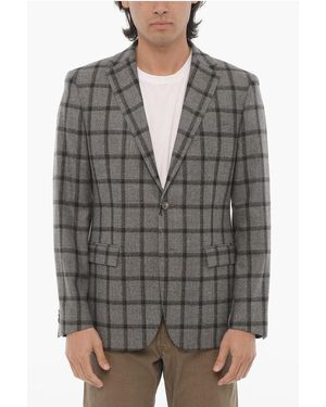 Corneliani Cc Collection Windowpane Check Virgin Wool 2-Button Blazer - Grey